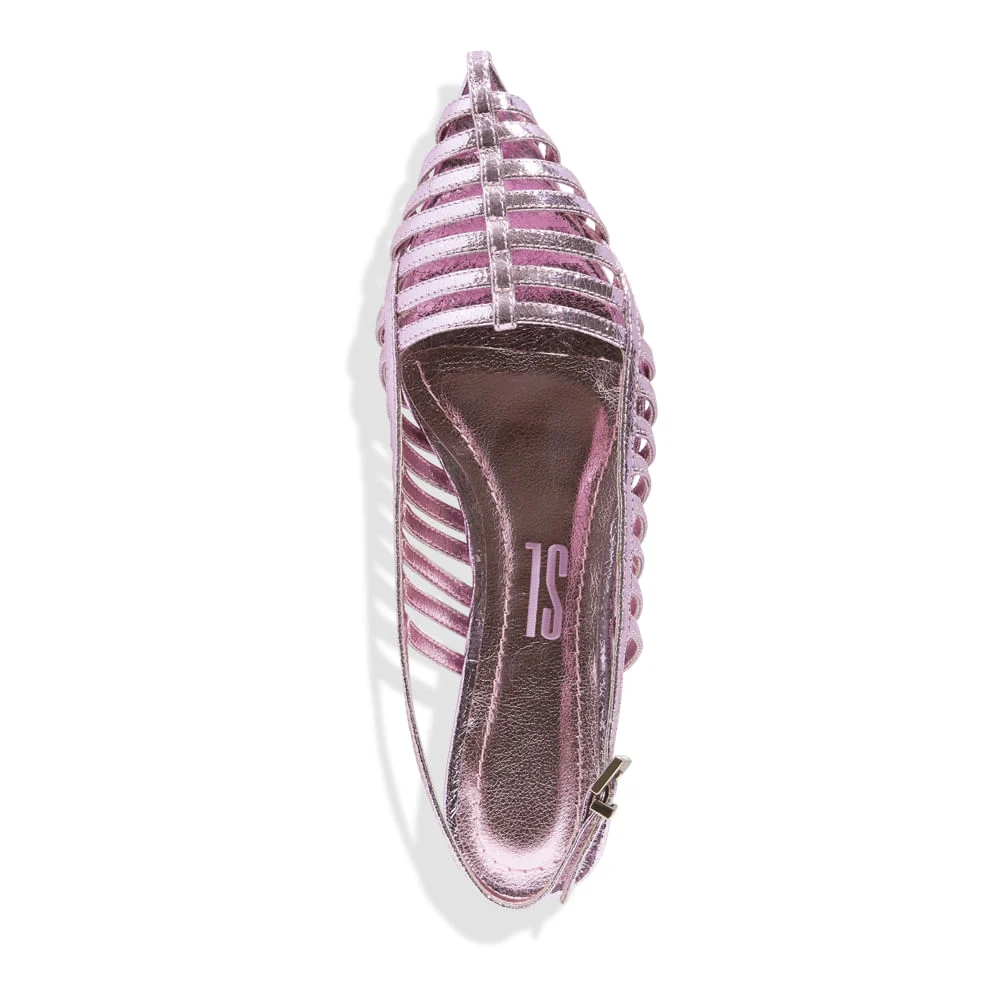 Sapatilha Slingback Rosa Claro Couro Craquele - vista 4 de 4