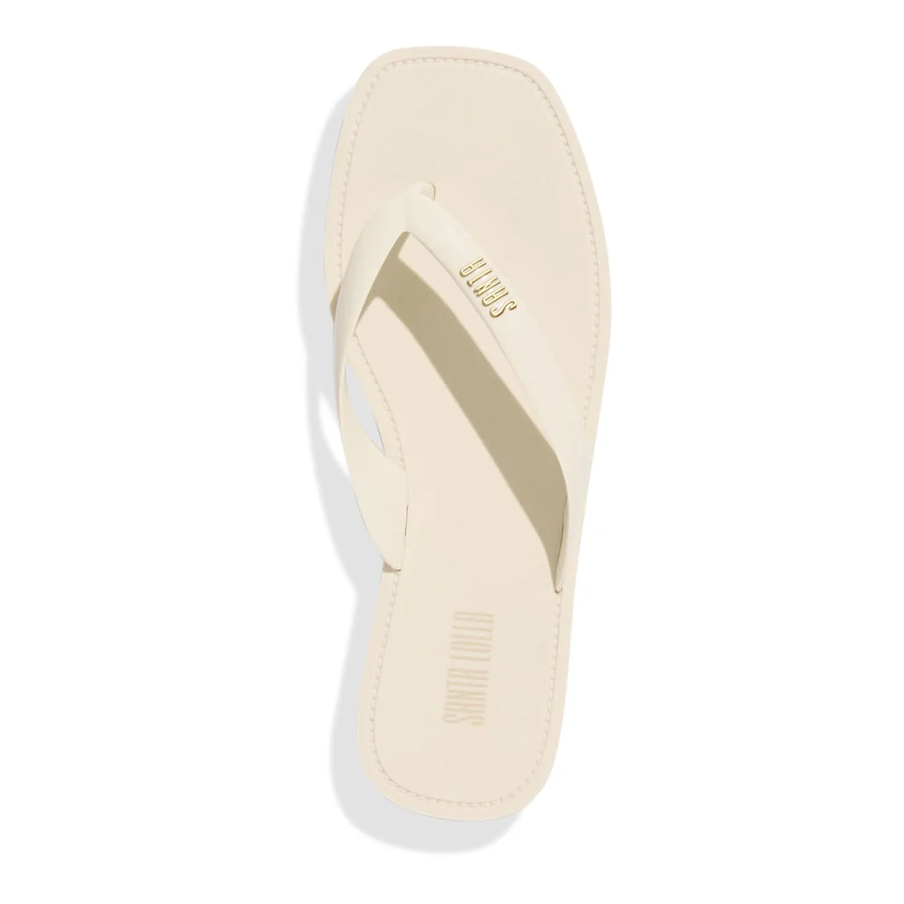 Chinelo Flip Flop Flat Borracha Bico Quadrado Off White - vista 3 de 3