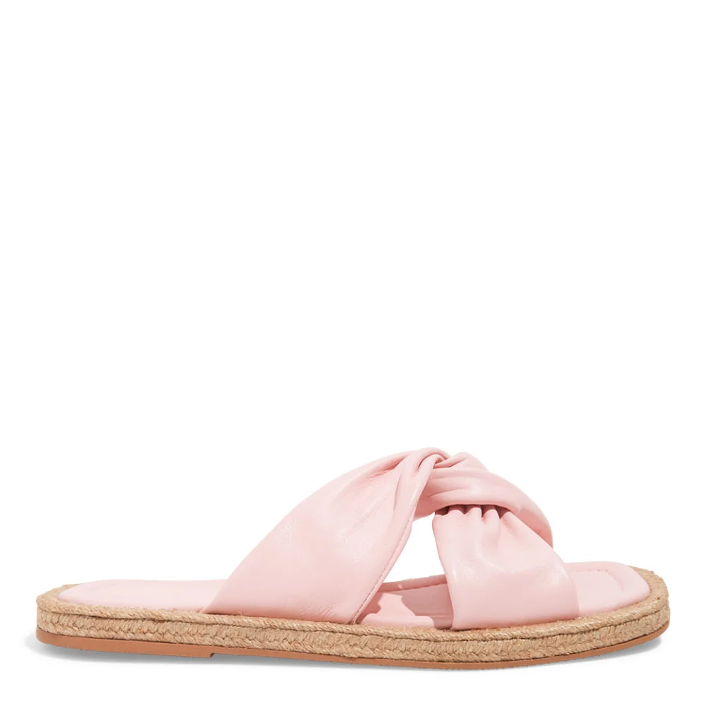 Rasteira Espadrille Couro Nobre Rosa Bico Quadrado - vista 1 de 4