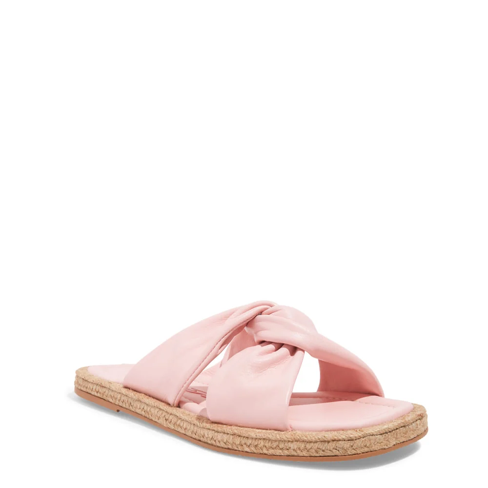 Rasteira Espadrille Couro Nobre Rosa Bico Quadrado - vista 2 de 4