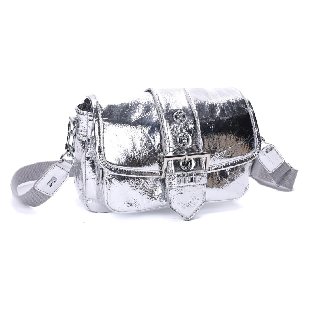 Bolsa Nylon Prata Metalizado Alça Gorgurão - vista 4 de 8
