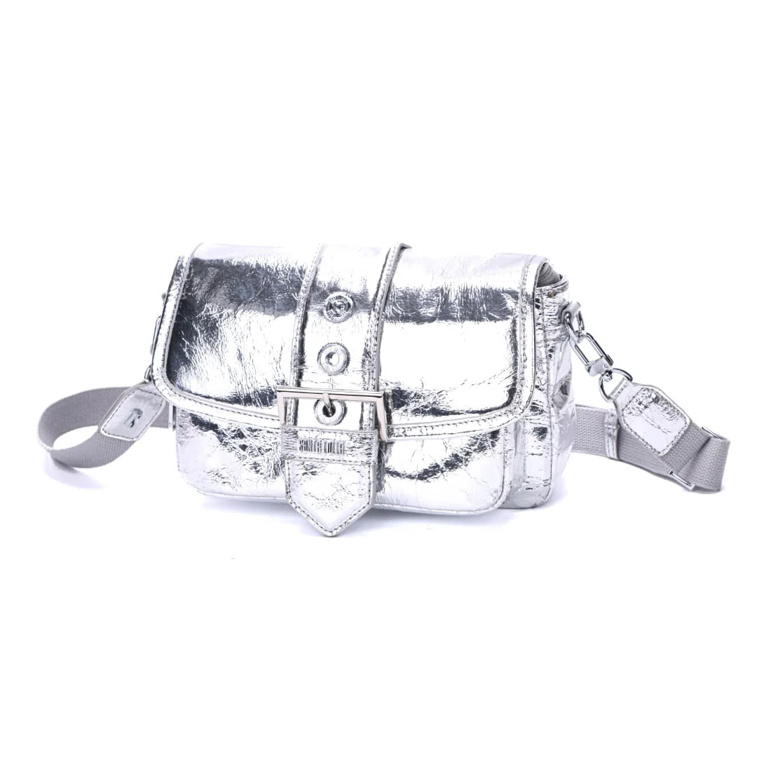 Bolsa Nylon Prata Metalizado Alça Gorgurão - vista 5 de 8