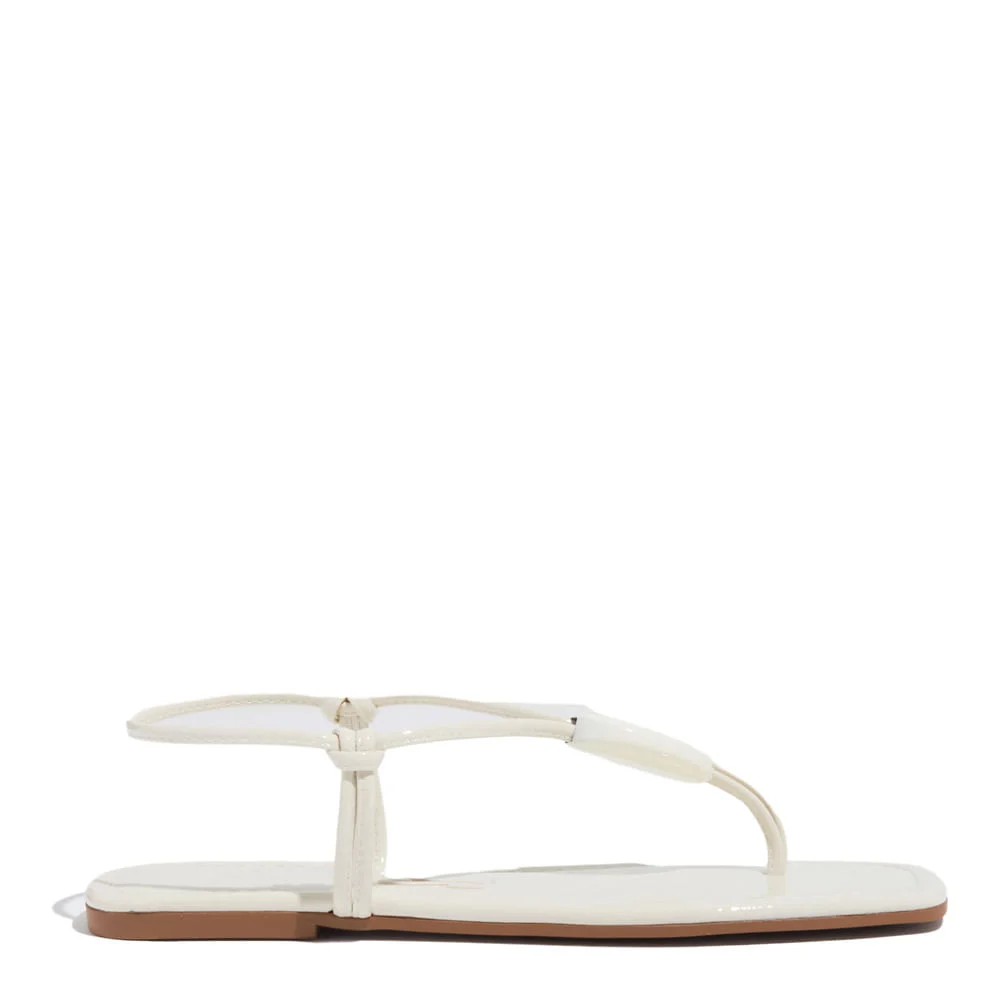 Rasteira Verniz Glossy Off White Bico Quadrado - vista 1 de 4