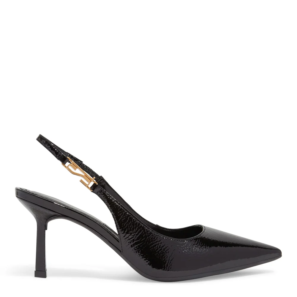Scarpin Slingback Verniz Preto Salto Fino - vista 1 de 5