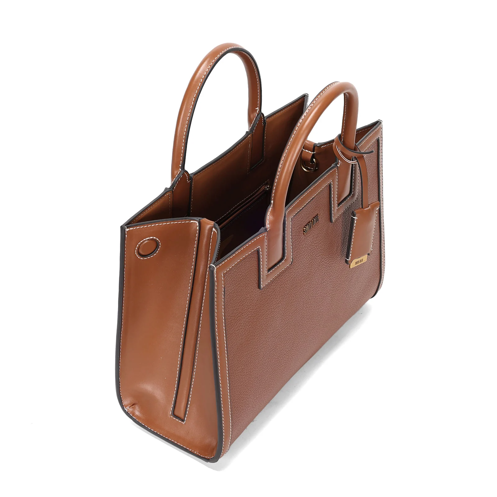 Bolsa Tote Floater Marrom Pespontos Alça Dupla - vista 2 de 2