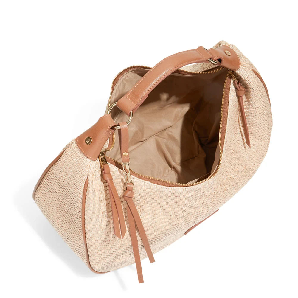 Bolsa Marrom Palha Tramado Grande Meia Lua - vista 3 de 3
