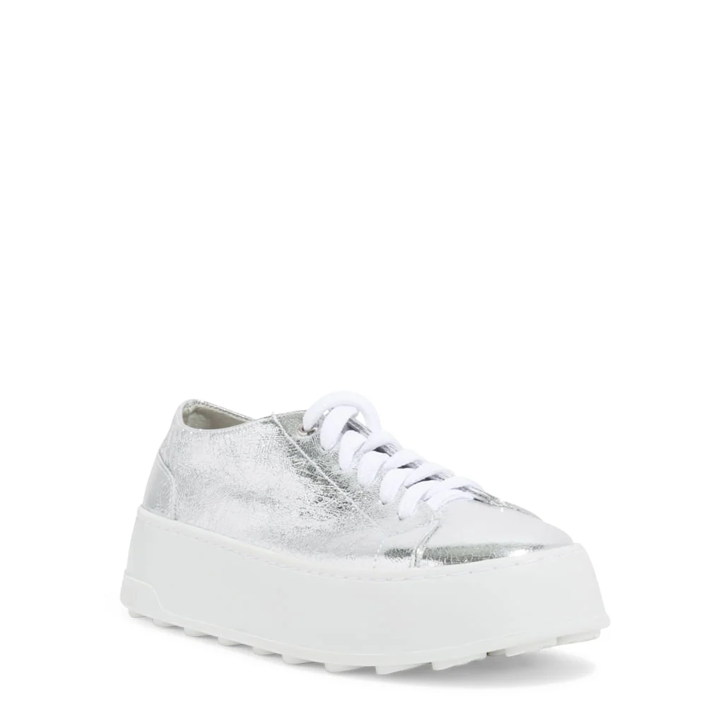 Tenis Couro Craquele Prata - vista 2 de 4