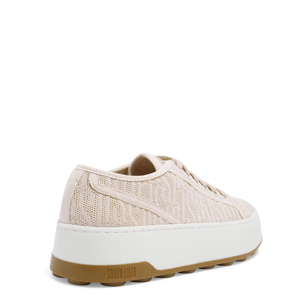 Tenis Knit Flatform Bege Amarração - vista 3 de 4