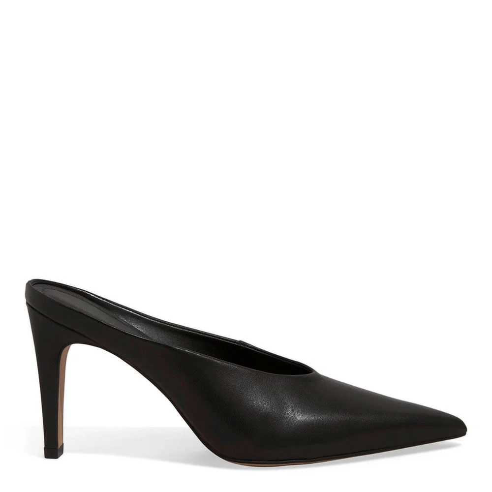 Mule Couro Pelica Soft Salto Alto Preto - vista 1 de 3