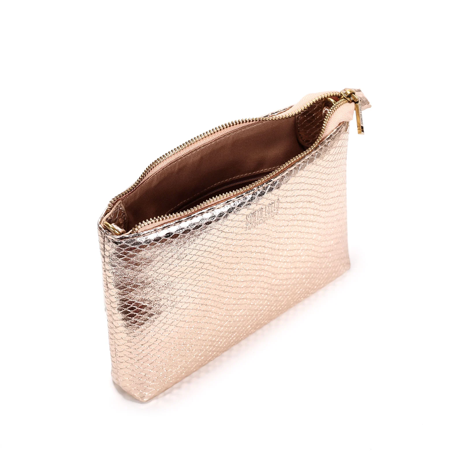 Bolsa Clutch Dourada Metalizada Alça Transversal - vista 3 de 3