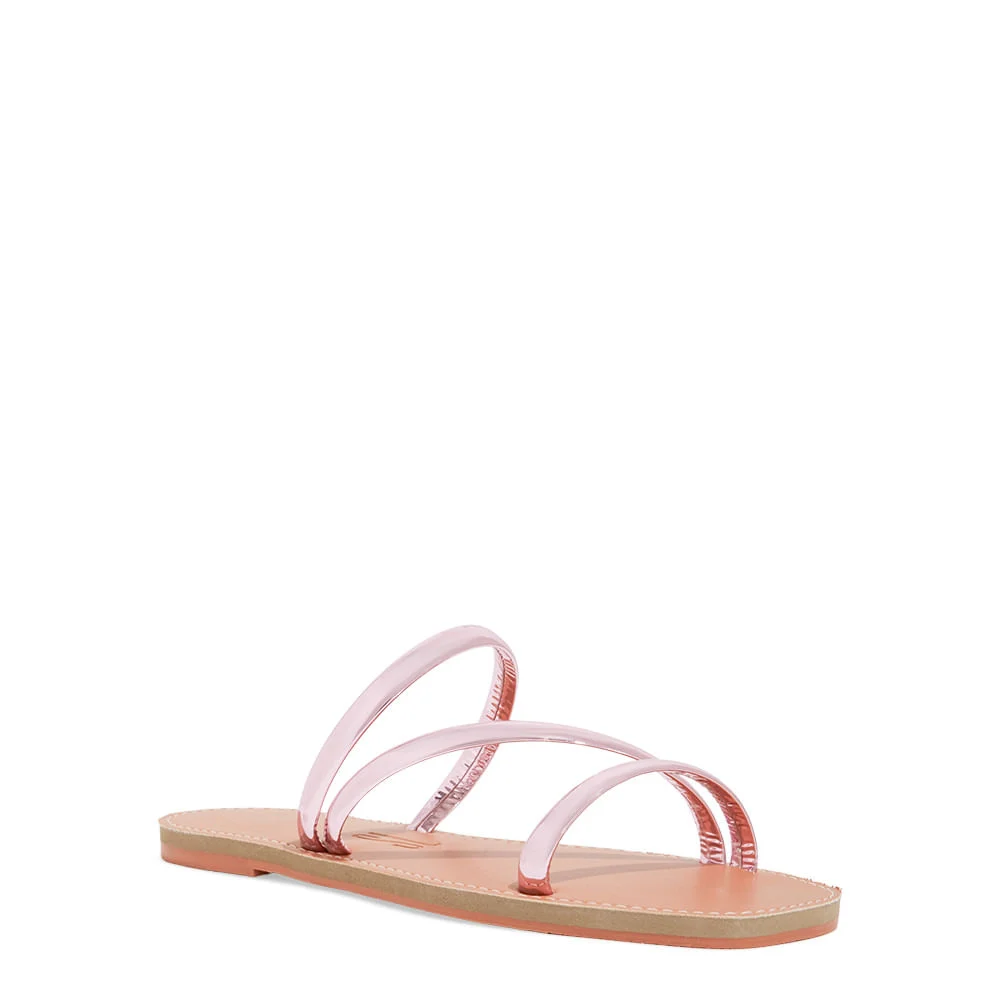 Rasteira Metalizada Specchio Rosa Bico Quadrado - vista 2 de 4