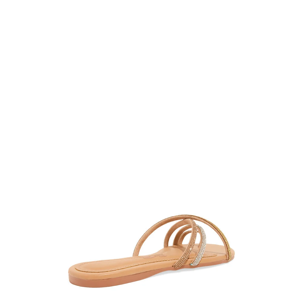 Rasteira Napa Soft Bege Brilho Strass - vista 3 de 4