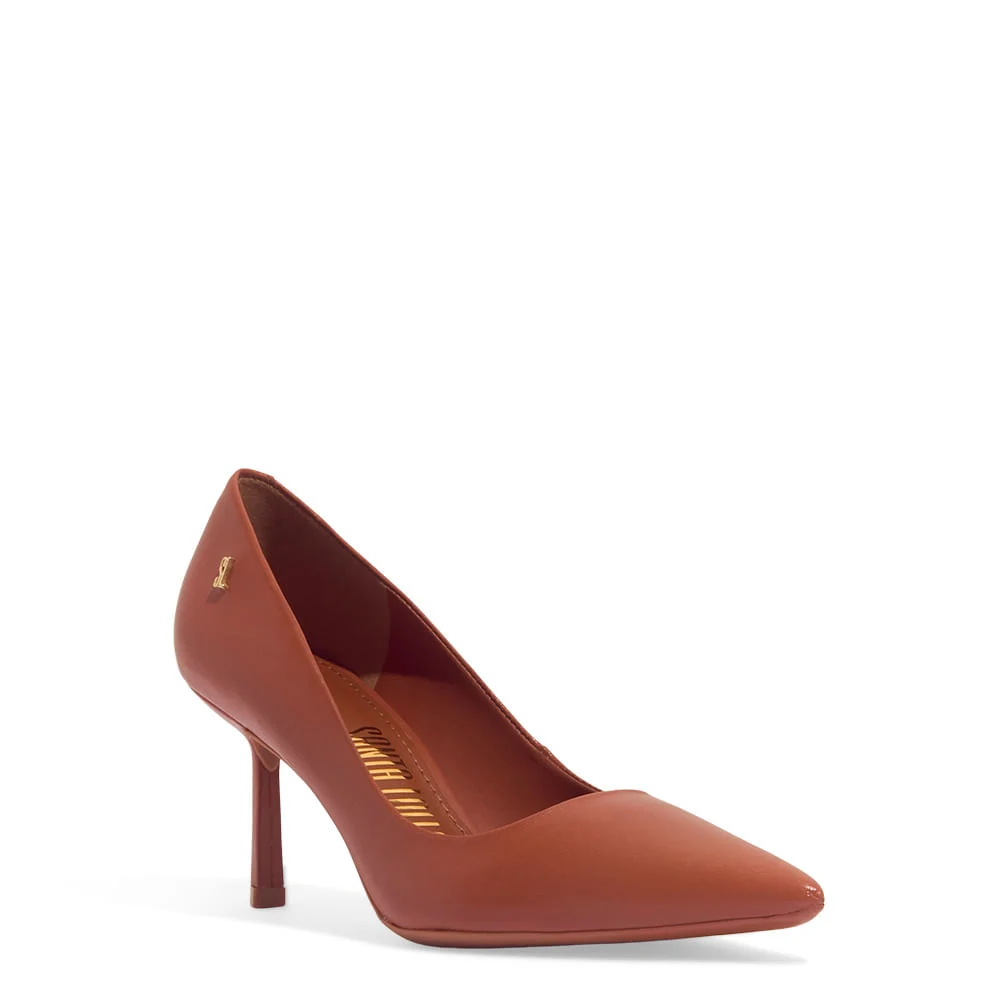Scarpin Couro Pelica Soft Marrom Safari Bico Fino - vista 2 de 3