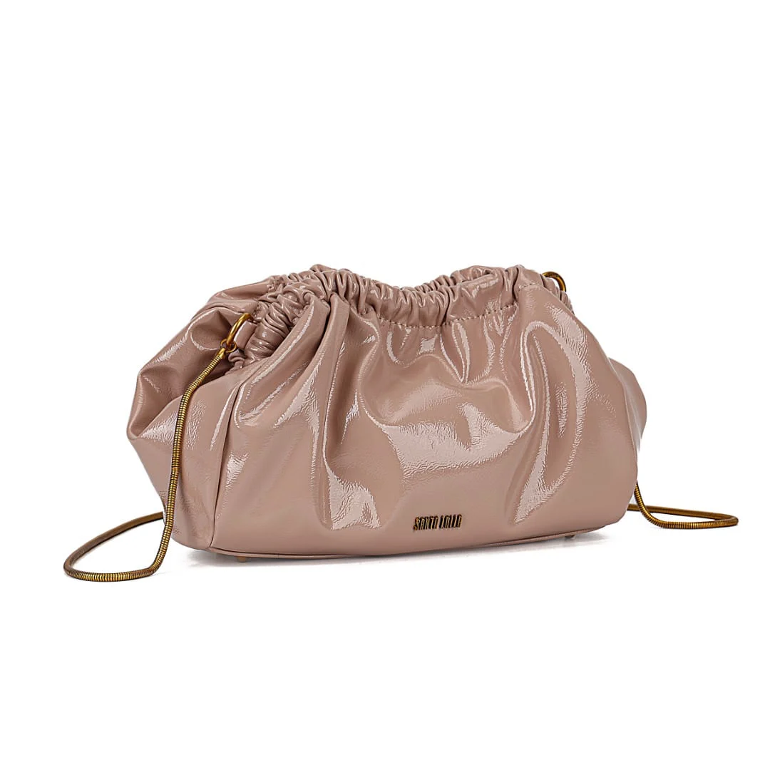 Bolsa Rosê Verniz Glossy Alça De Ombro Metalizada - vista 2 de 8