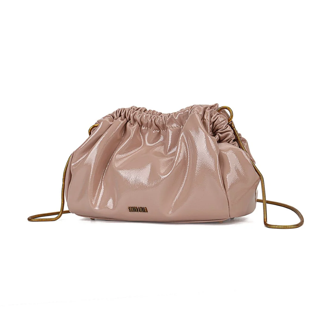 Bolsa Rosê Verniz Glossy Alça De Ombro Metalizada - vista 4 de 8