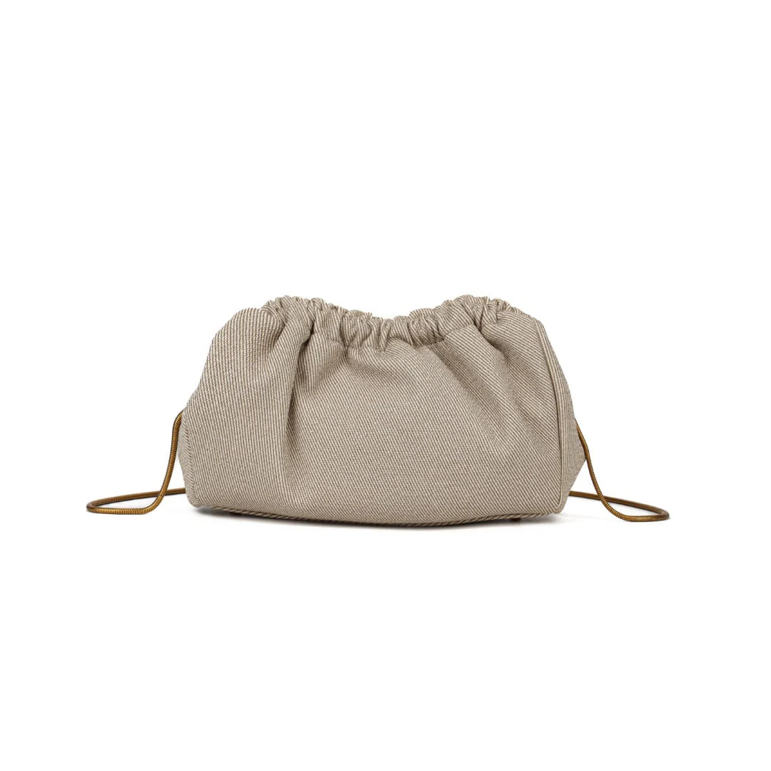 Bolsa Bege Canvas Alça De Ombro Metalizada - vista 7 de 7