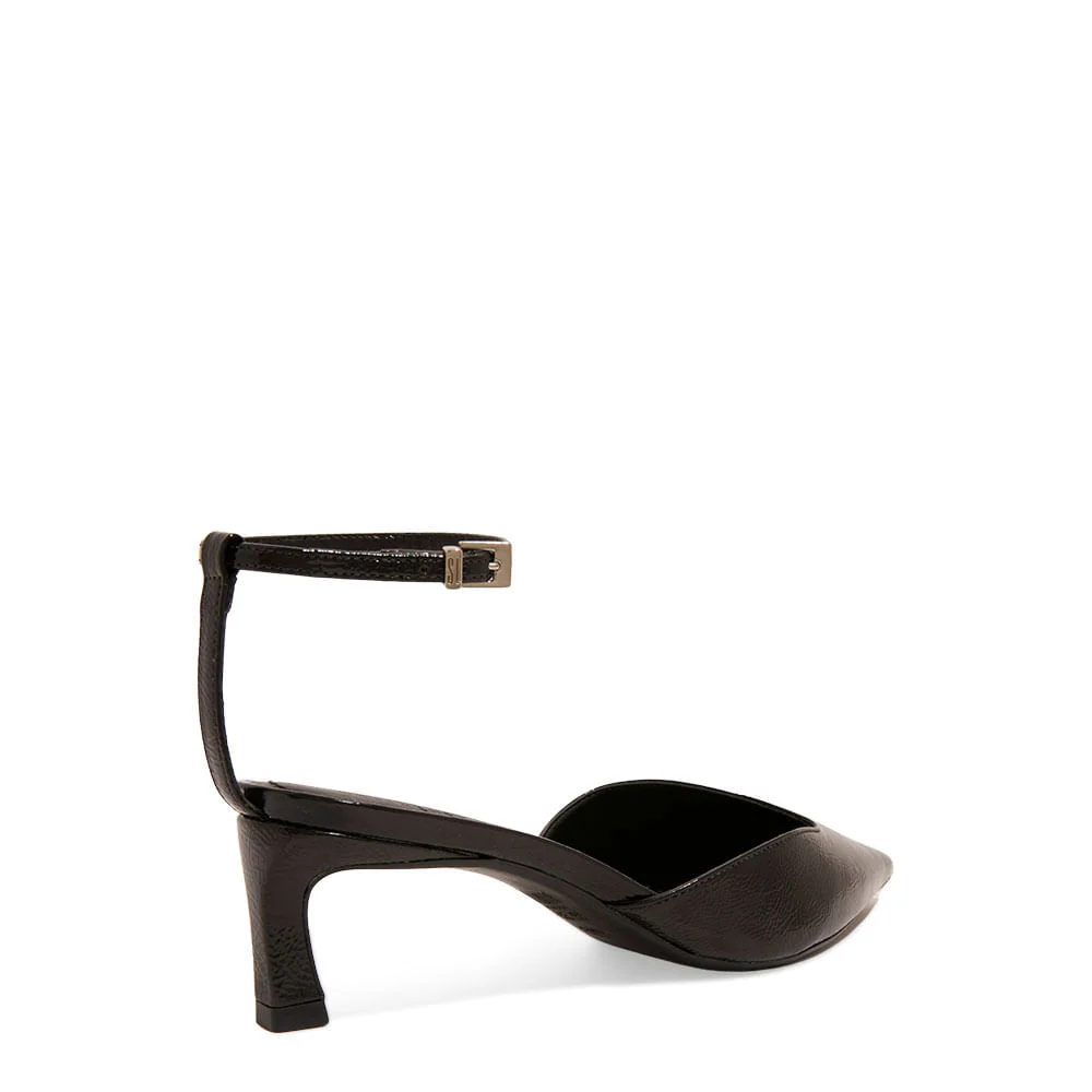 Scarpin Verniz Glossy Preto Salto Médio Bico Fino - vista 3 de 4