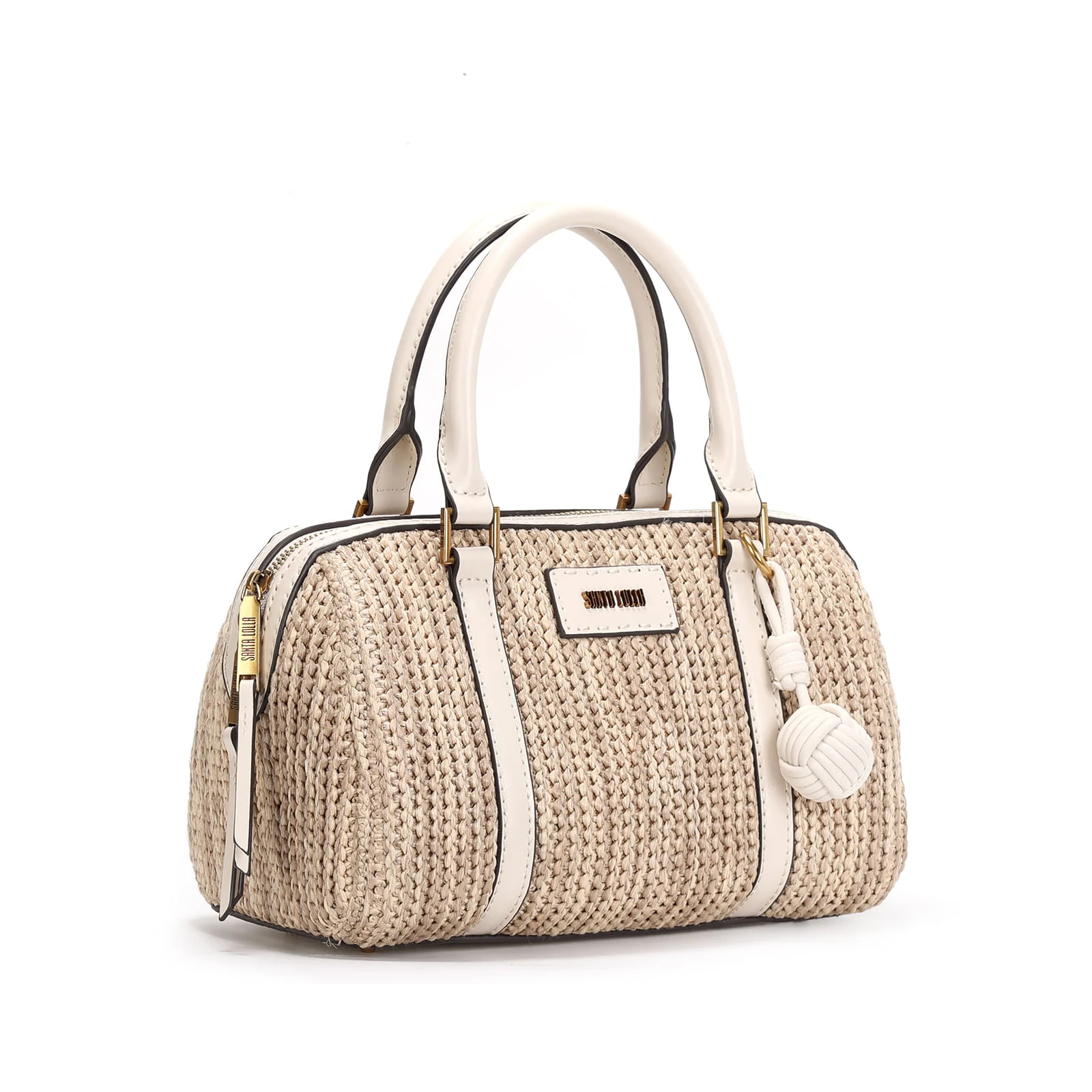 Bolsa Baú Palha Alça De Ombro Bege - vista 2 de 3