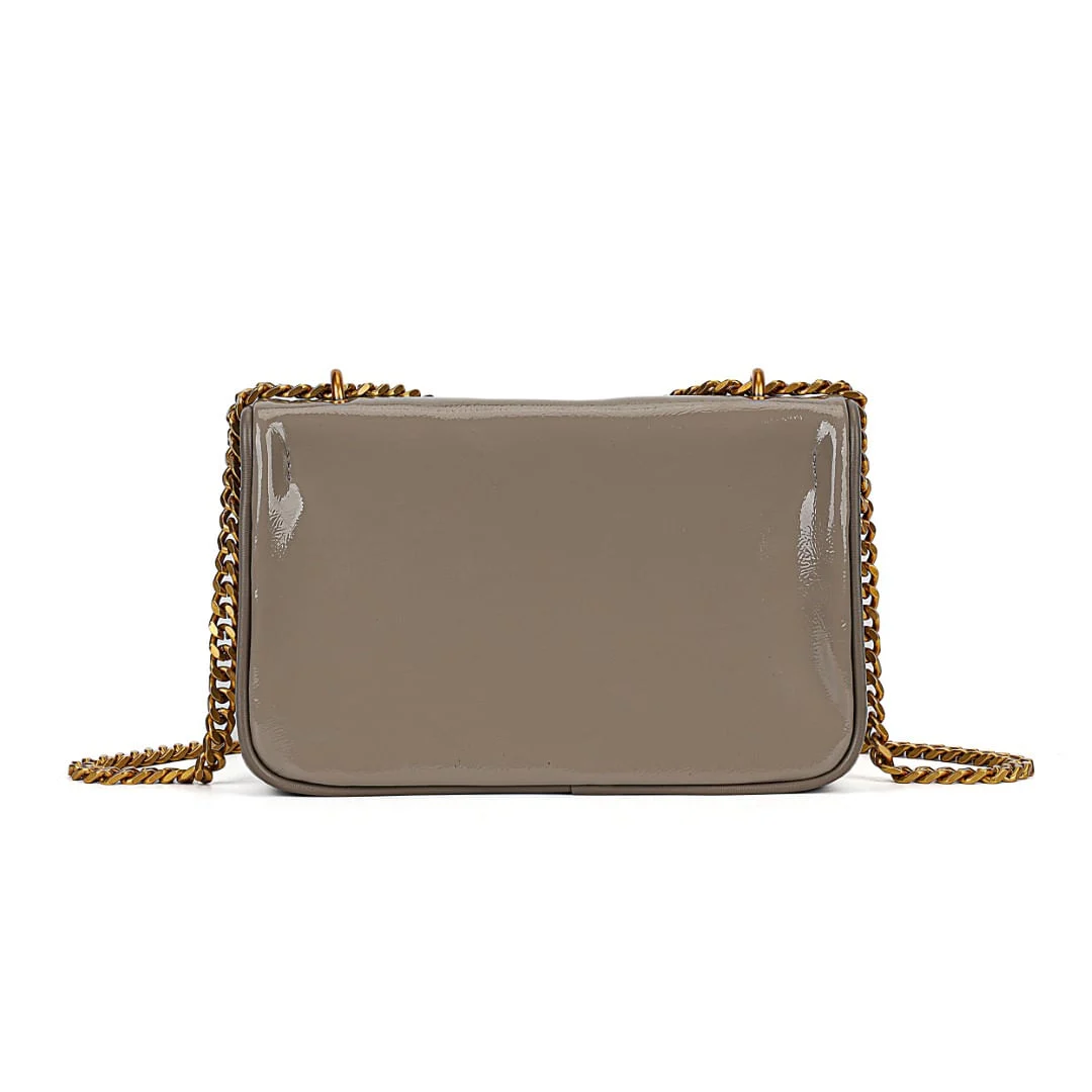 Bolsa Pequena Envernizada Glossy Cinza Stone Alça Corrente - vista 7 de 7