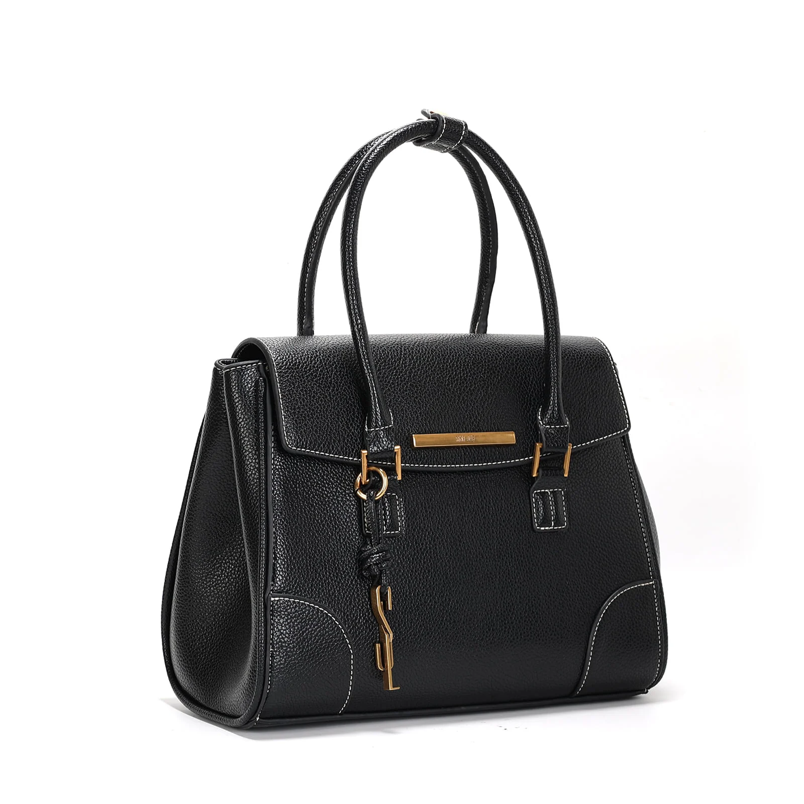 Bolsa Tote Floater Preta Pespontos Alça De Mão - vista 2 de 3