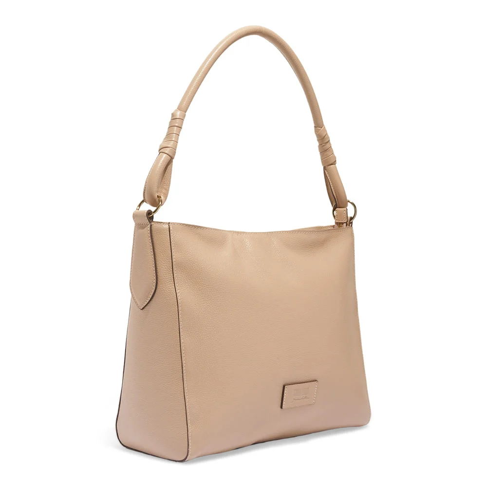 Bolsa Média Couro Floater Alça De Mão Bege - vista 2 de 3
