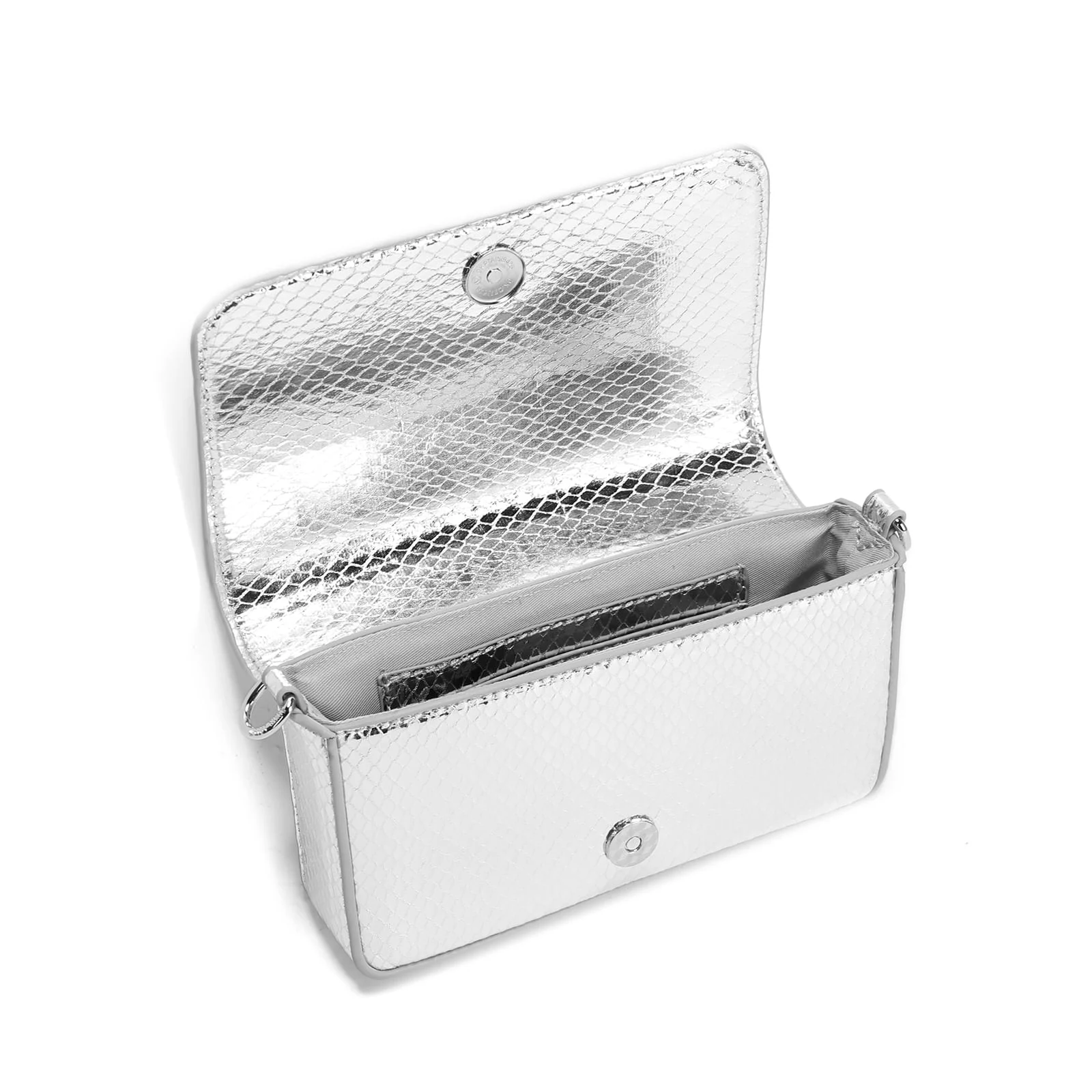 Bolsa Pequena Metalizado Prata Alça Transversal - vista 3 de 3