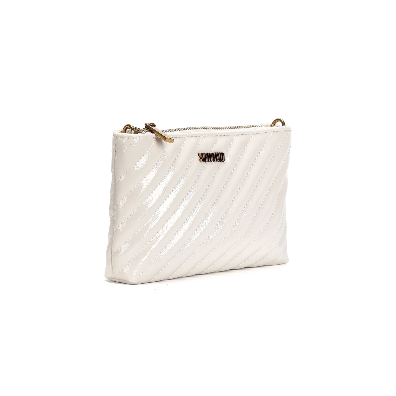 Bolsa Pequena Verniz Glossy Off White Alça Transversal - vista 2 de 3