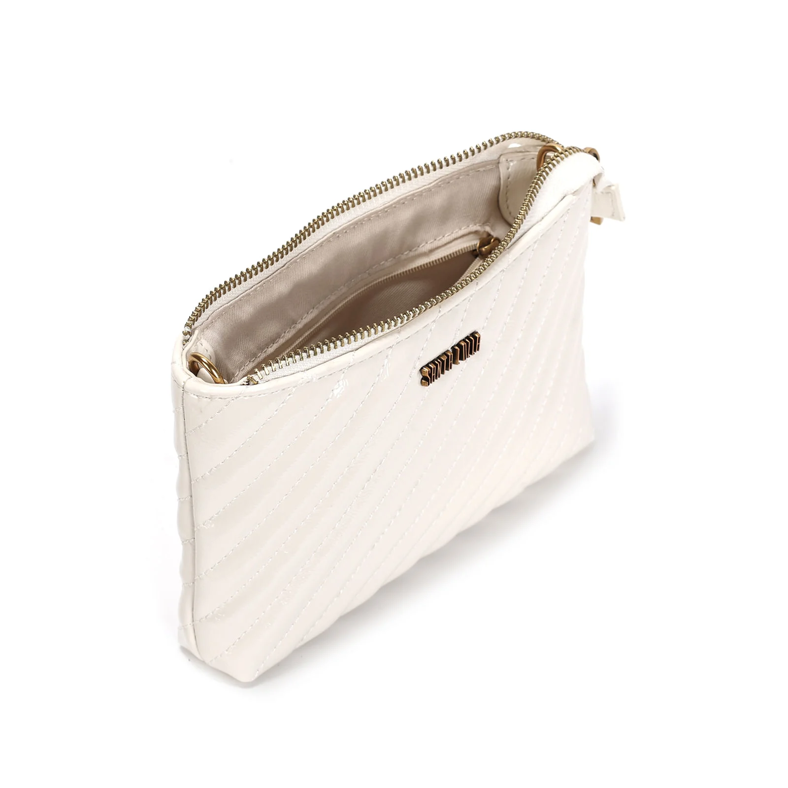 Bolsa Pequena Verniz Glossy Off White Alça Transversal - vista 3 de 3