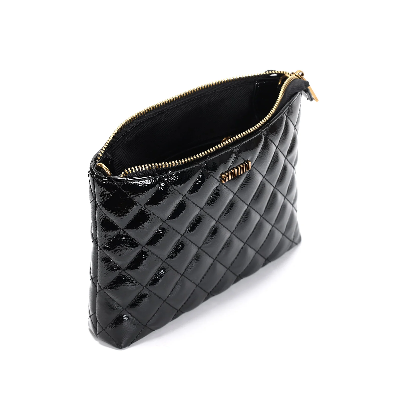 Bolsa Matelassê Verniz Glossy Preta Alça Transversal - vista 3 de 3