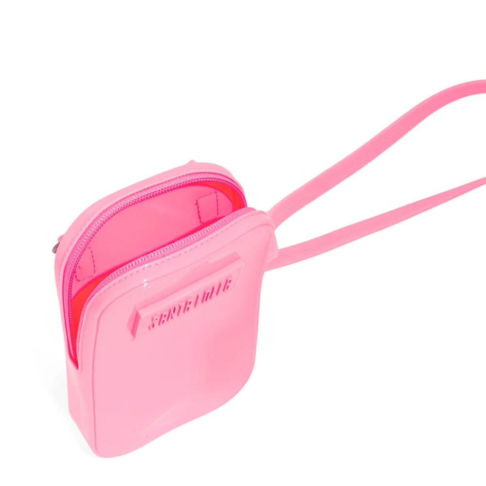 Bolsa Porta Celular Borracha Rosa Chic Jelly Alça Transversal - vista 3 de 3