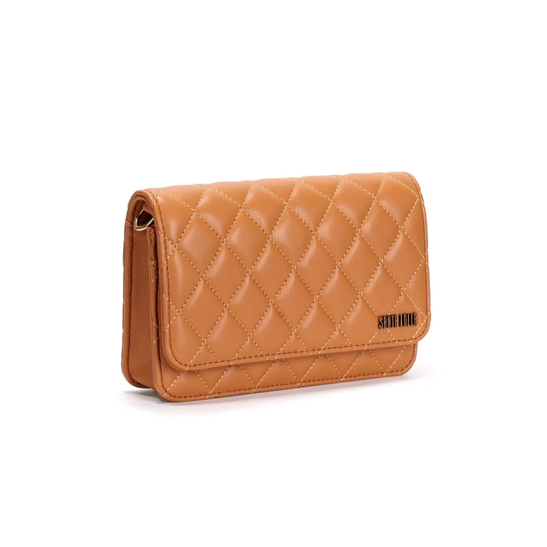 Bolsa Matelassê Caramelo Alça Transversal - vista 2 de 3