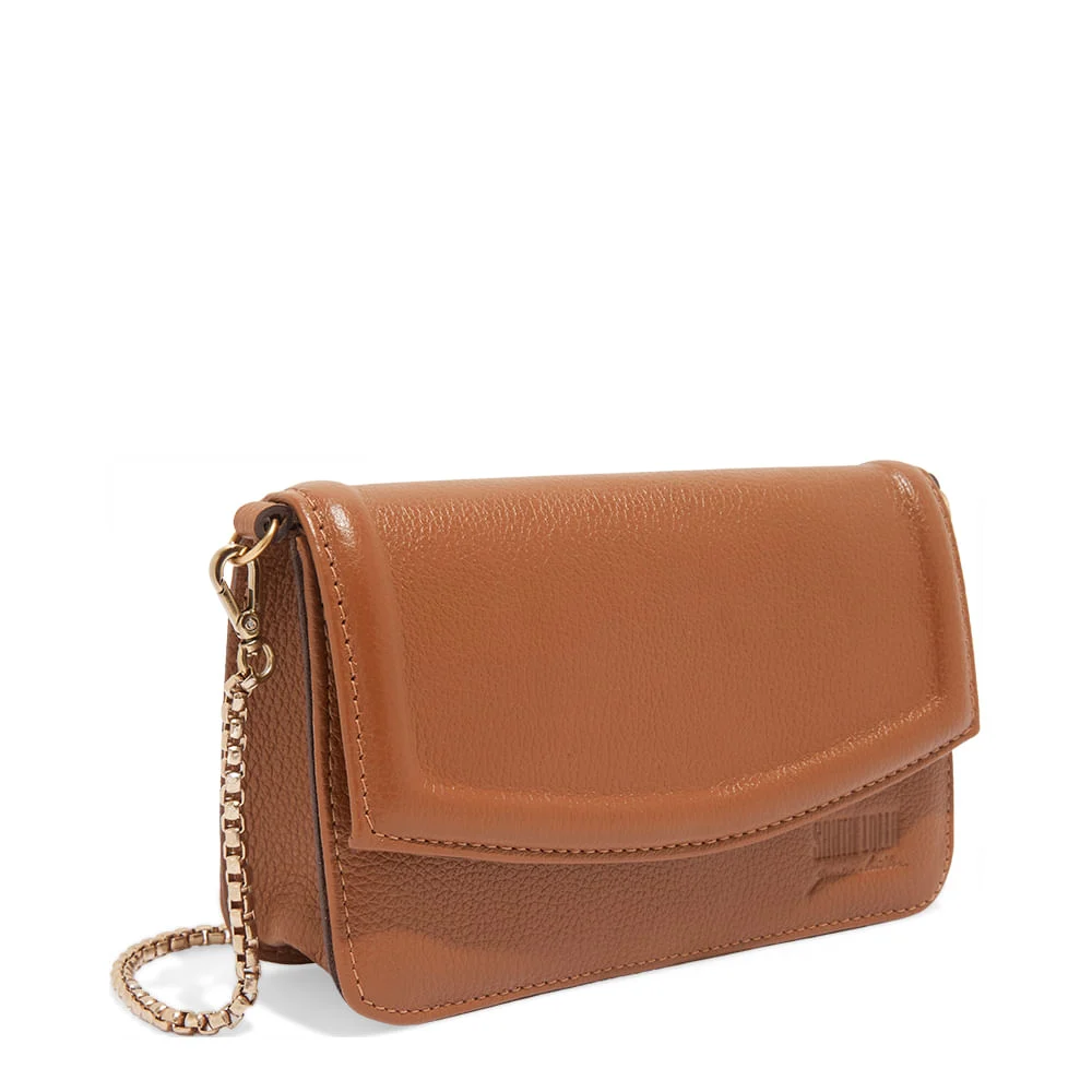 Bolsa Couro Floater Marrom Safari Alça Corrente Transversal - vista 2 de 3