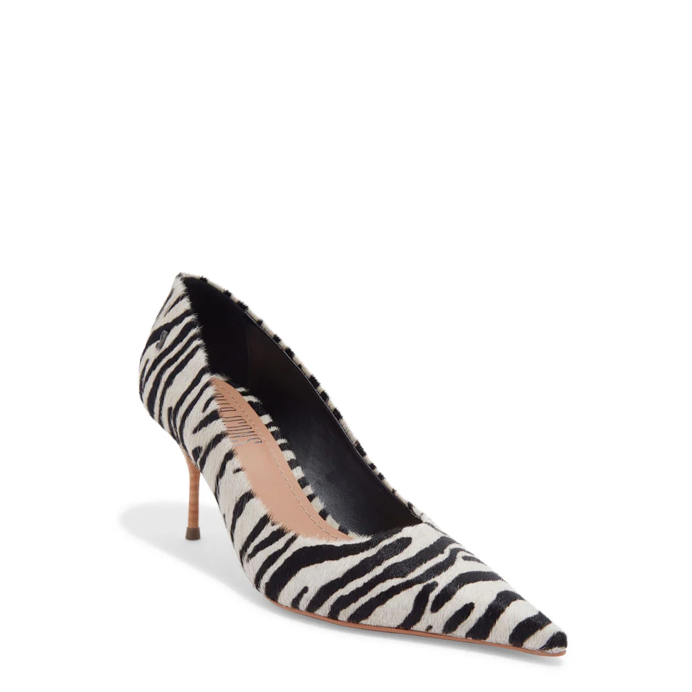 Scarpin Couro Estampa Animal Print Zebra Bico Fino - vista 2 de 3